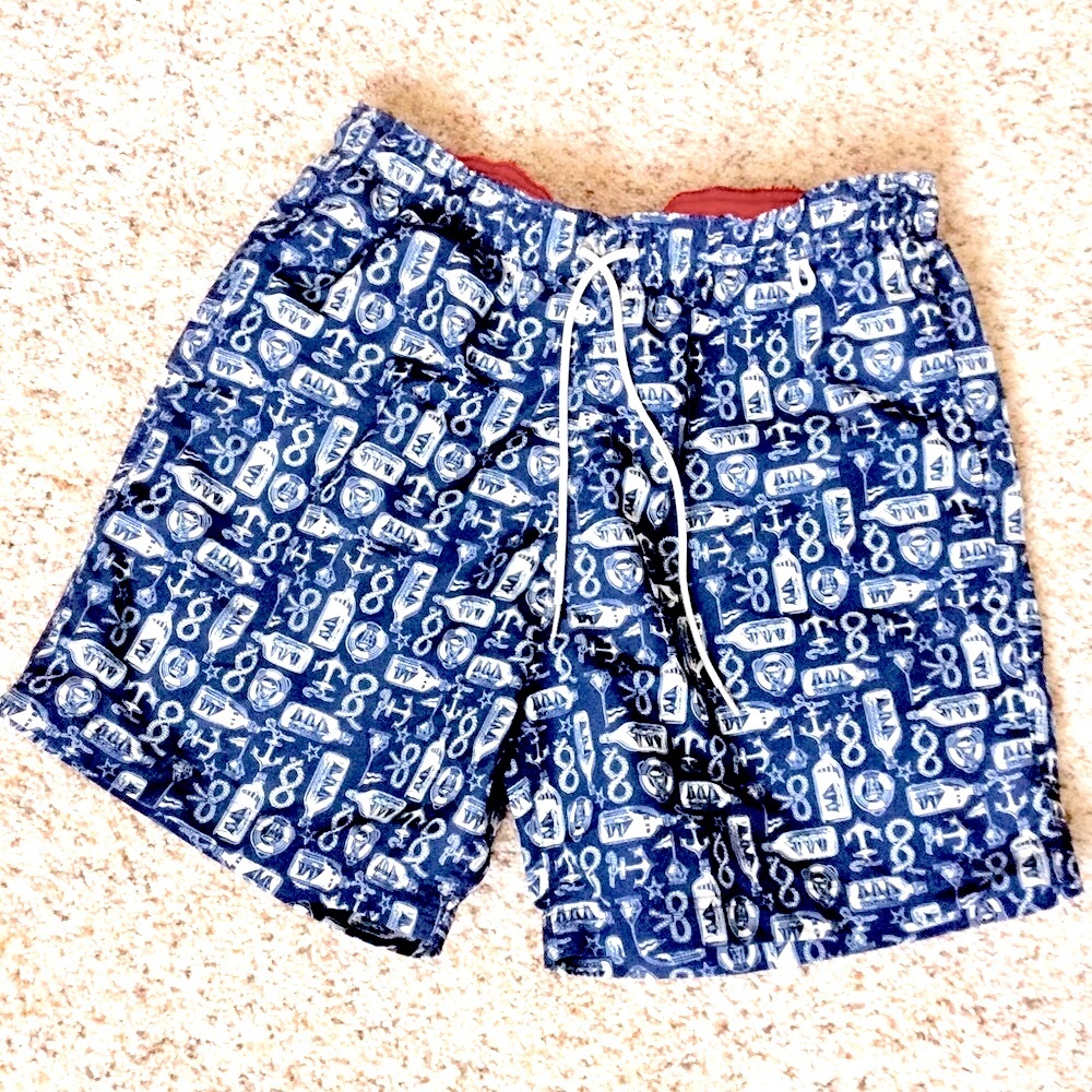 EUC Lands’ End Nautical Scene Men’s Swim Shorts Size L (36-38)